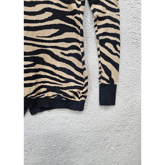 Express Women Sweater Medium Black Animal Print 100% Cotton Long Sleeve Cardigan - Picture 14 of 16